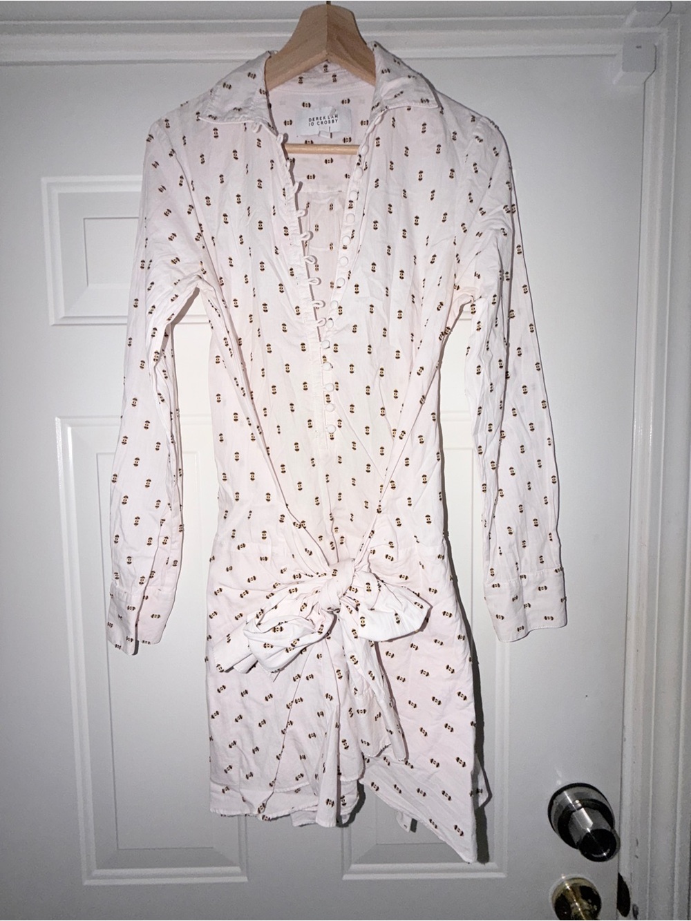 Derek Lam IO Crosby Pink Tie-Front Mini Shirt Dress. Sz 6